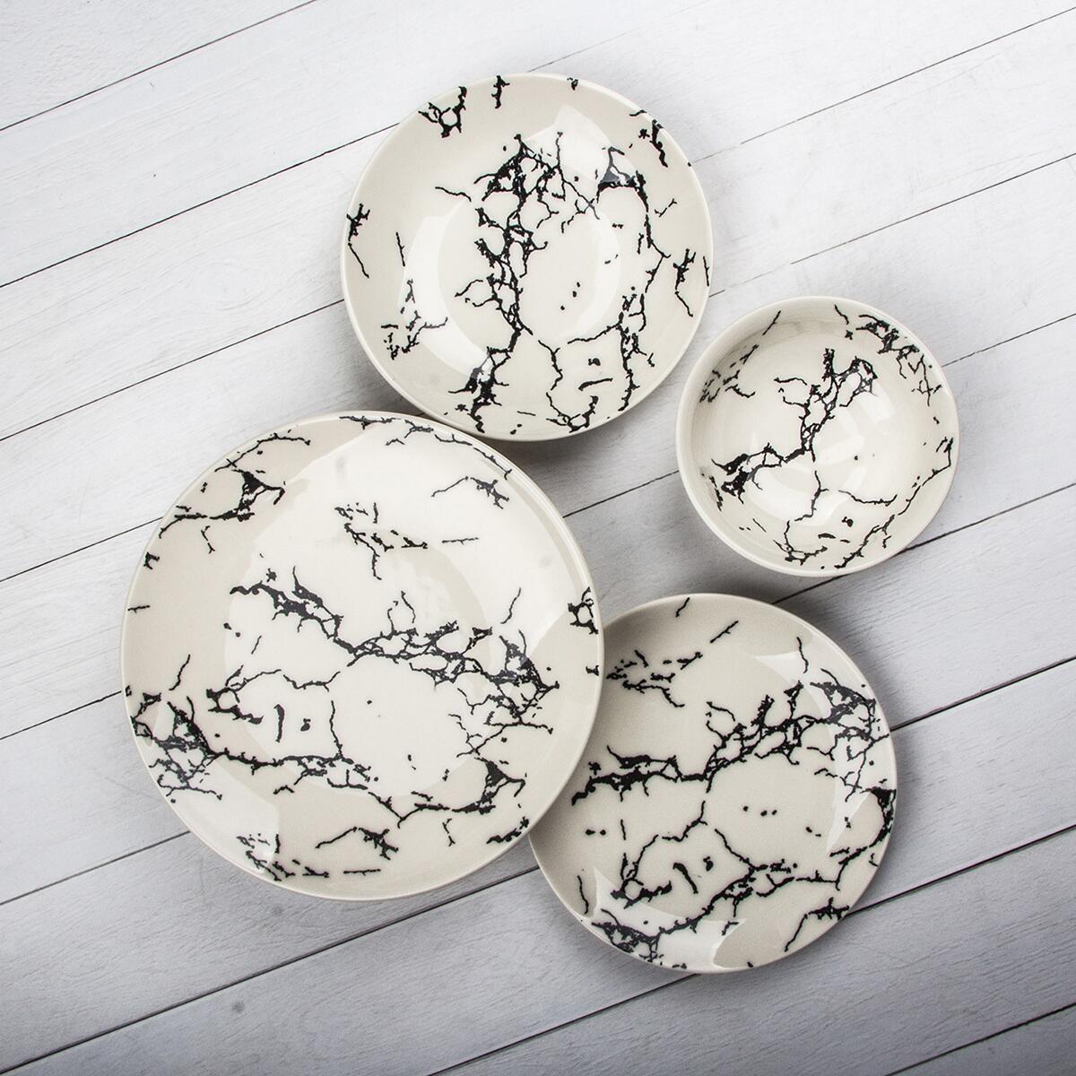 Tulu Porcelain 24 Piece Dinner Set Transparent Black