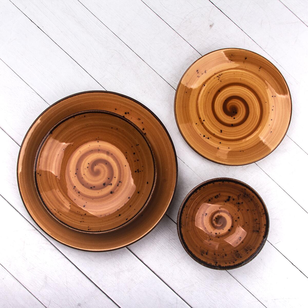 Tulu Porcelain 24 Piece Dinner Set Red Brown