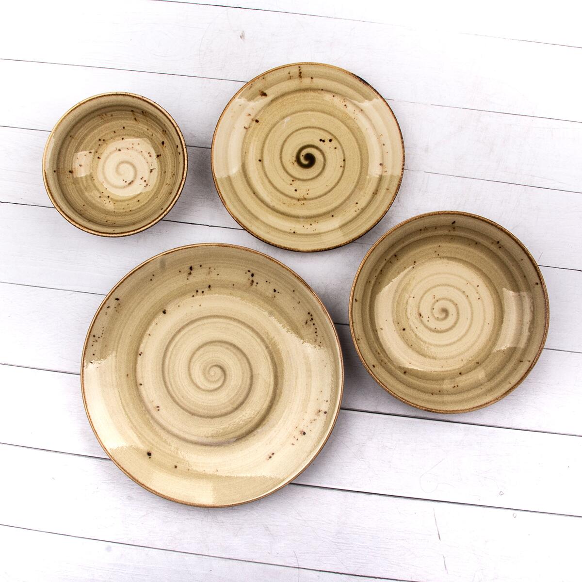 Tulu Porcelain Reactiv Mustard 24 Piece Dinner Set