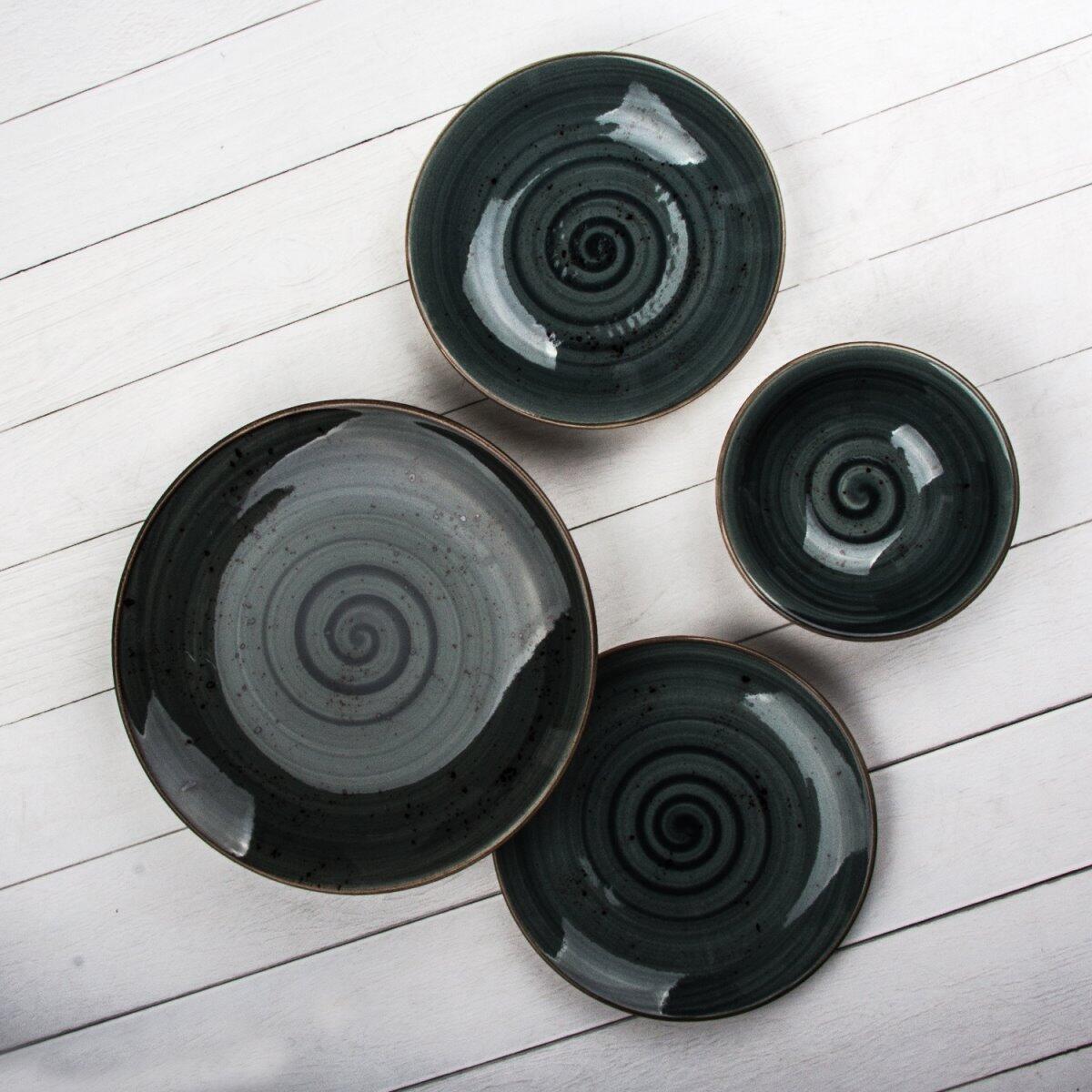 Tulu Porcelain Reactiv Petrol Green 24 Piece Dinner Set