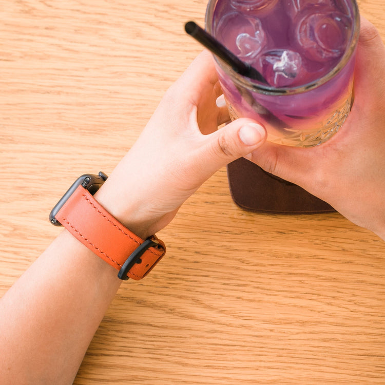 Veg - Tan Leather Apple Watch Strap - Orange - EFENDINA PAZAR - Roarcraft - 7310664040601