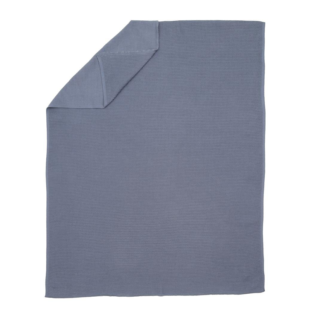 Waffle Organic Cotton Baby Blanket Blue - EFENDINA PAZAR - BABOO - 8682291518444