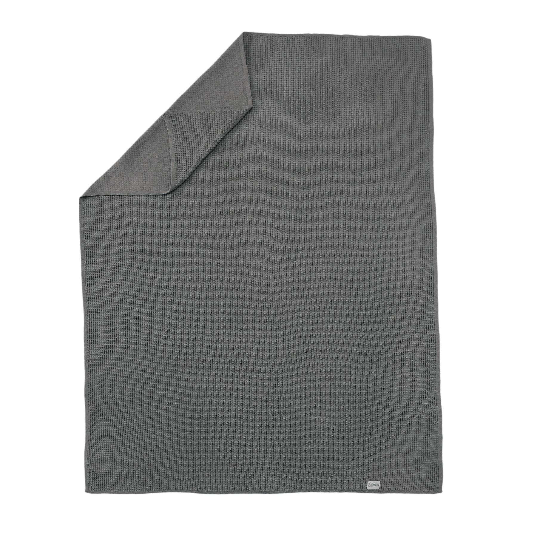 Waffle Organic Cotton Baby Blanket Gray - EFENDINA PAZAR - BABOO - 8691810010529