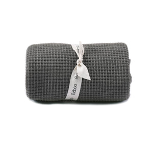 Waffle Organic Cotton Baby Blanket Gray - EFENDINA PAZAR - BABOO - 8691810010529