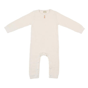 Waffle Organic Cotton Baby Romper Cream - EFENDINA PAZAR - BABOO - 8682291000727