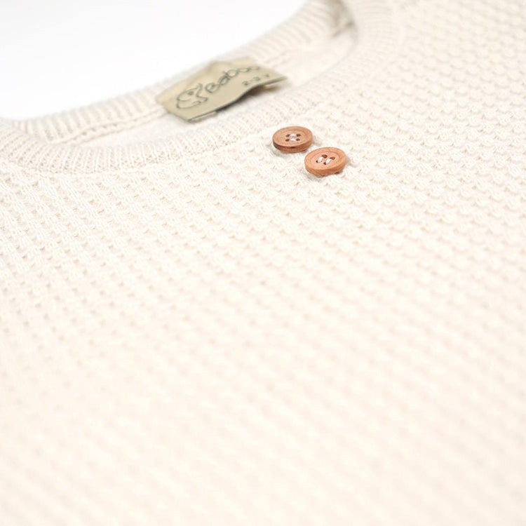 Waffle Organic Cotton Baby Romper Cream - EFENDINA PAZAR - BABOO - 8682291000727