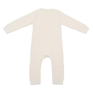 Waffle Organic Cotton Baby Romper Cream - EFENDINA PAZAR - BABOO - 8682291000727