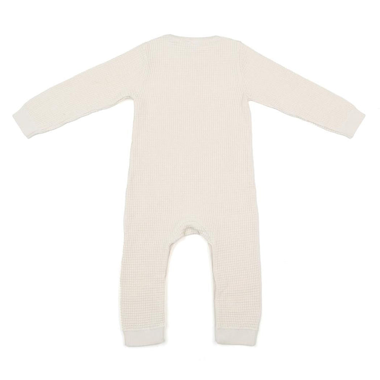 Waffle Organic Cotton Baby Romper Cream - EFENDINA PAZAR - BABOO - 8682291000727
