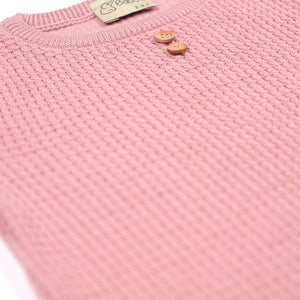 Waffle Organic Cotton Baby Rompers Pink - EFENDINA PAZAR - BABOO - 8682291000635