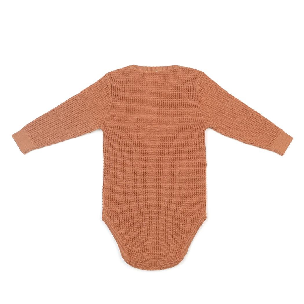 Waffle Organic Cotton Top - Bottom Baby Set Brown - EFENDINA PAZAR - BABOO - 8682291519830