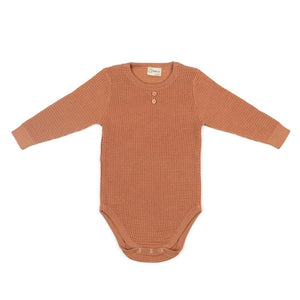 Waffle Organic Cotton Top - Bottom Baby Set Brown - EFENDINA PAZAR - BABOO - 8682291519830