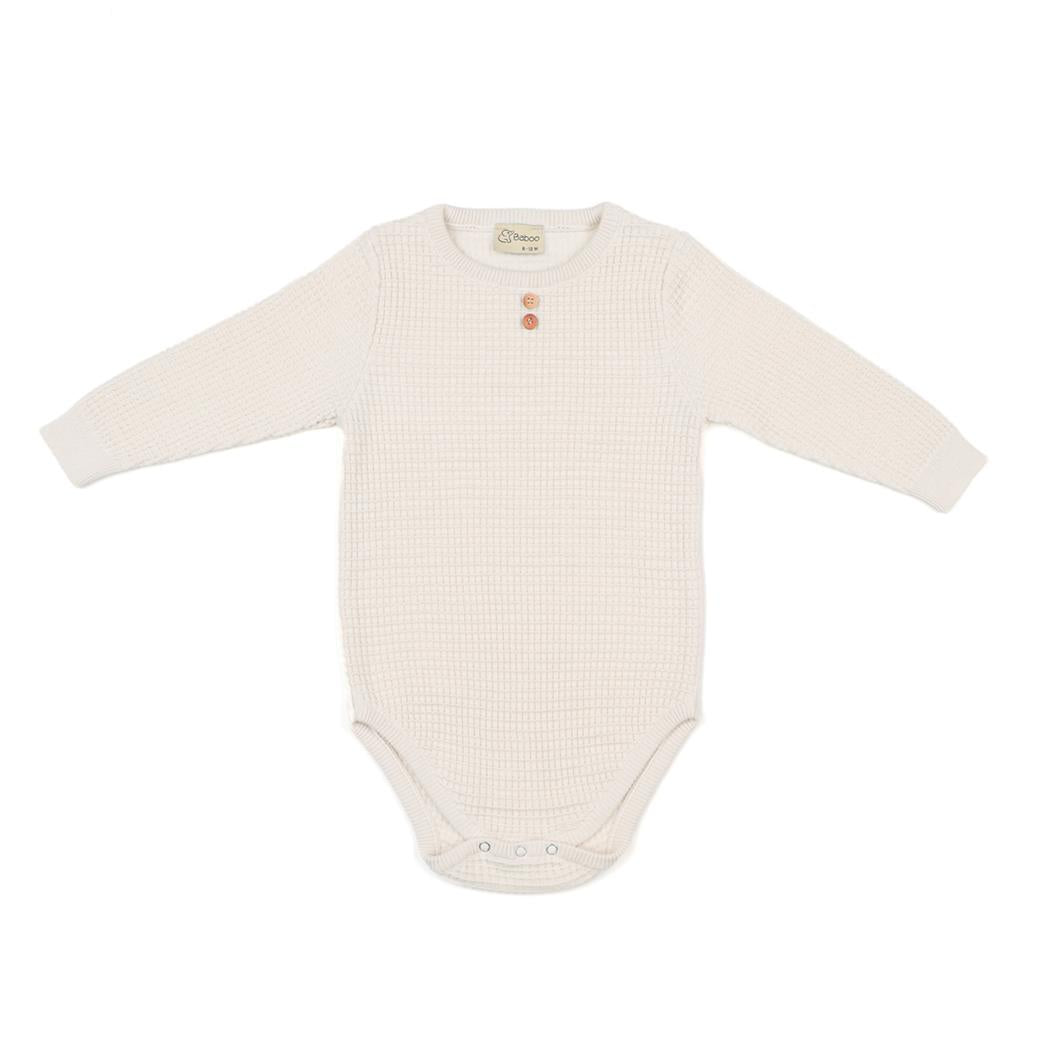 Waffle Organic Cotton Top - Bottom Baby Set Cream - EFENDINA PAZAR - BABOO - 8682291519939