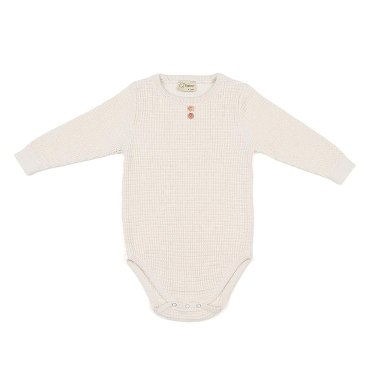 Waffle Organic Cotton Top - Bottom Baby Set Cream - EFENDINA PAZAR - BABOO - 8682291519939