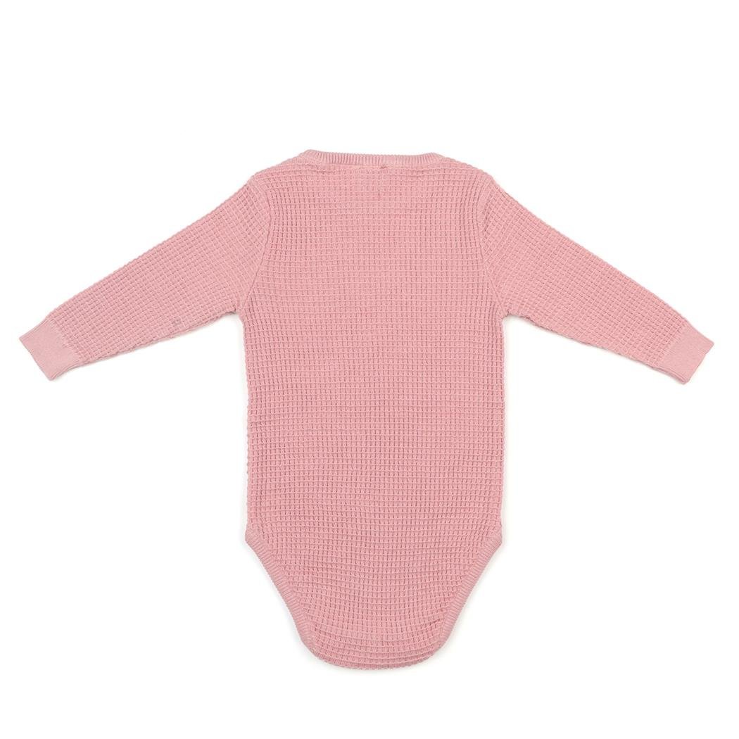 Waffle Organic Cotton Top - Bottom Baby Set Pink - EFENDINA PAZAR - BABOO - 8682291519786