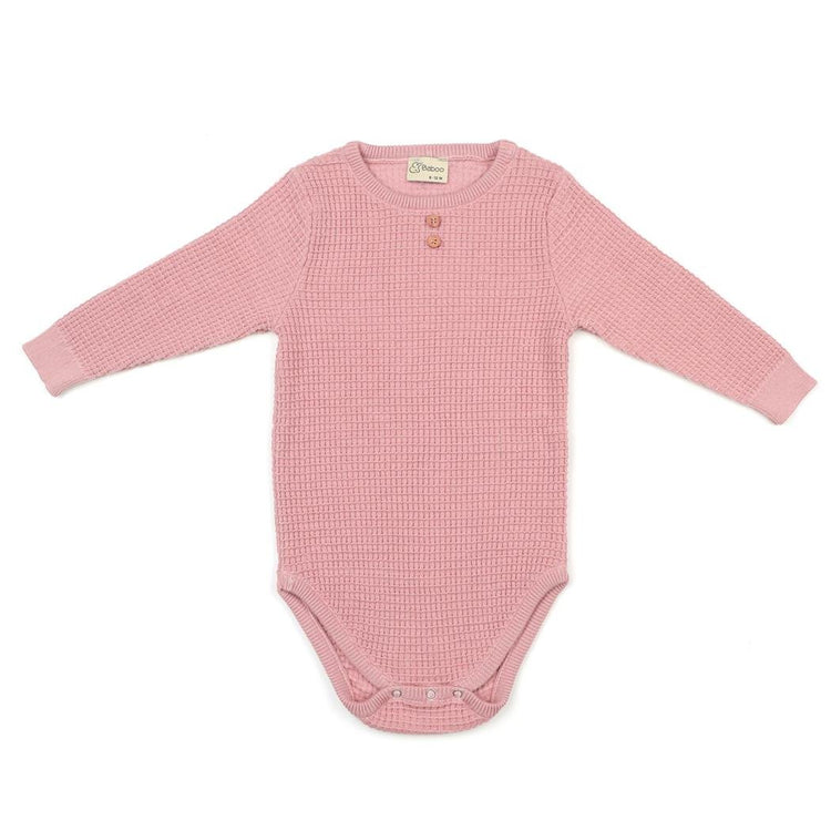 Waffle Organic Cotton Top - Bottom Baby Set Pink - EFENDINA PAZAR - BABOO - 8682291519786