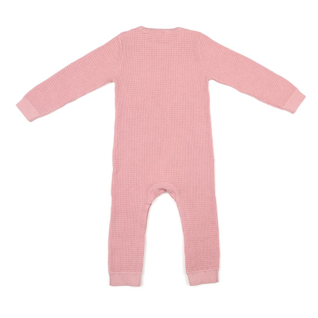 Waffle Organic Cotton Baby Rompers Pink