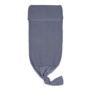 Waffle Swaddle Blanket Beanie Booties Gift Set Blue - EFENDINA PAZAR - BABOO - 8691810009240