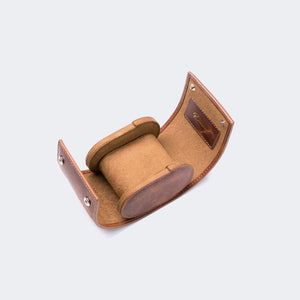 Tobacco Leather Travel Watch Case 