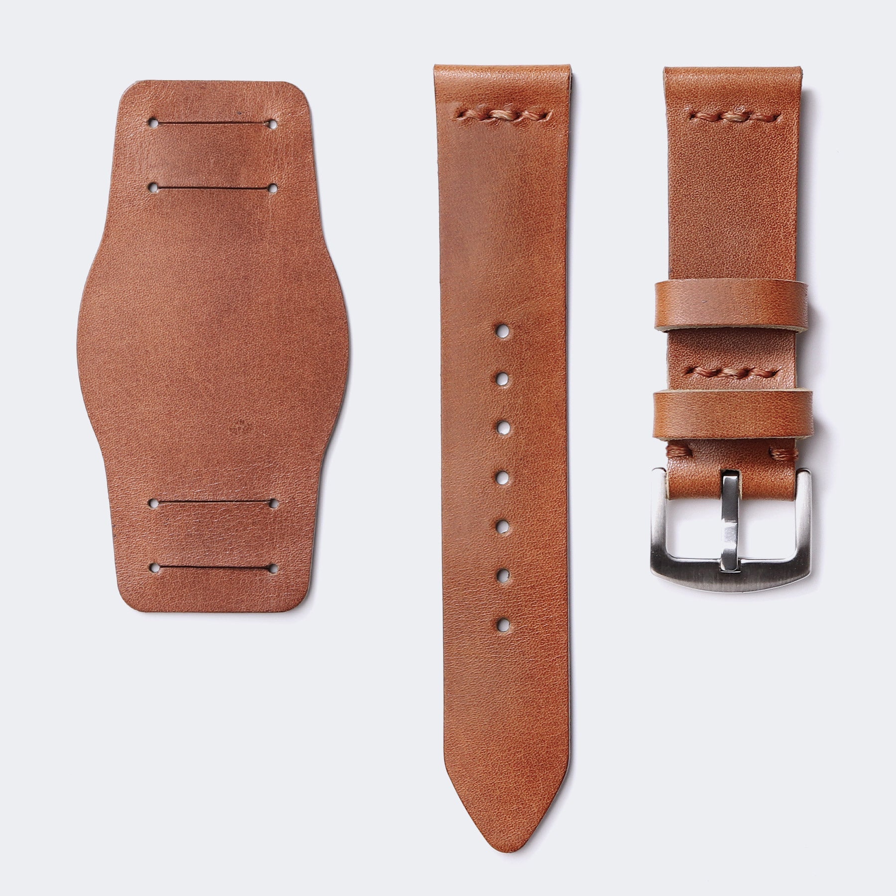 brown Leather Bund Watch Strap