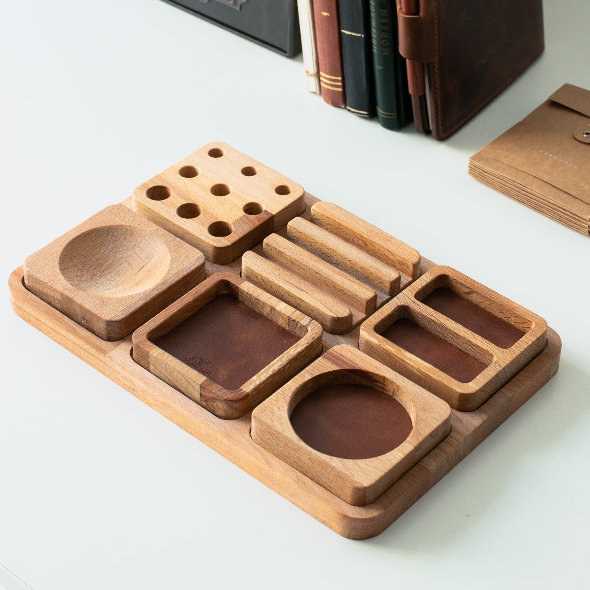 Wood Desk Organizer - Alabanda - EFENDINA PAZAR - Roarcraft Wood - 7566284325017