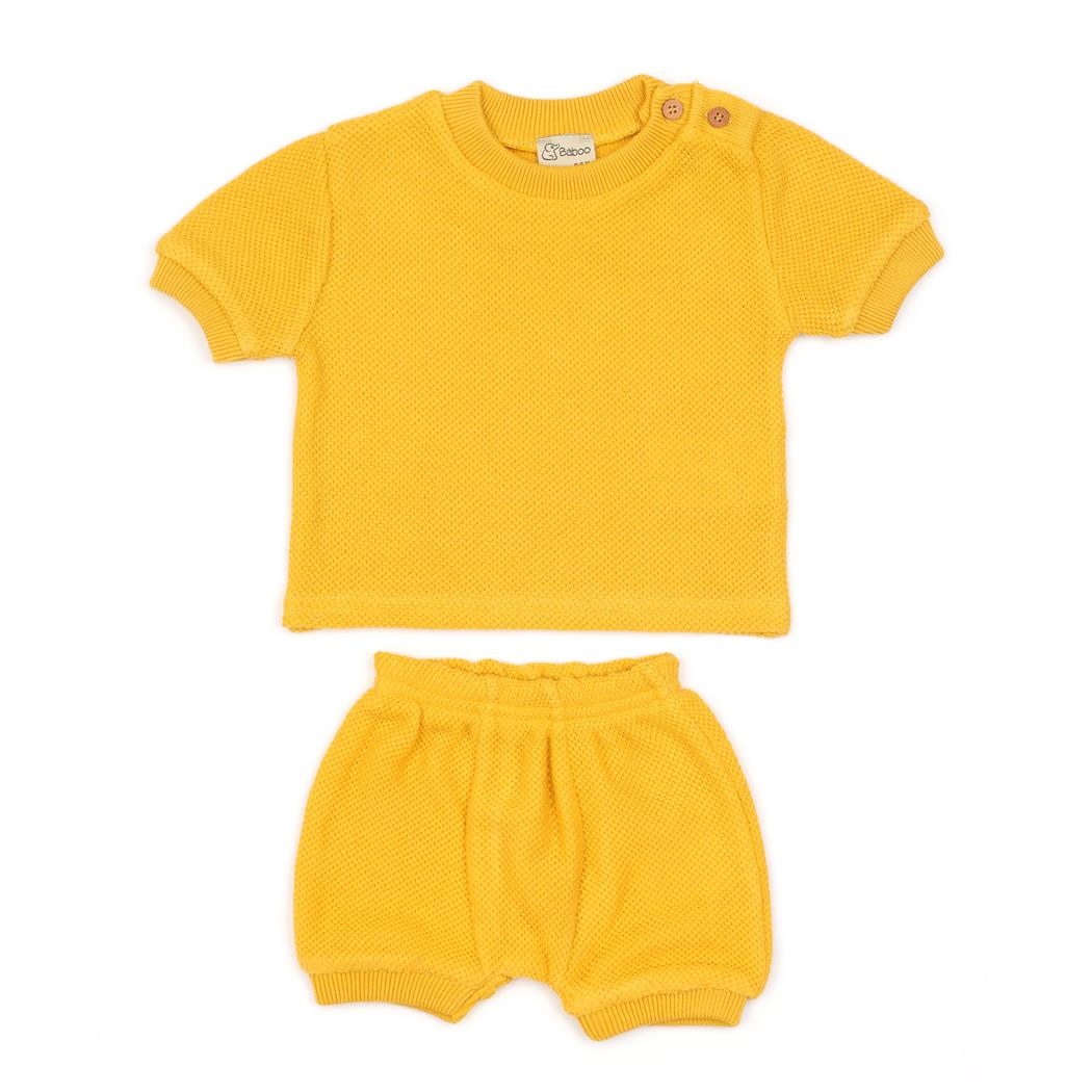 Yaz İlkbahar T-Shirt Şort Bebek Takım Sarı