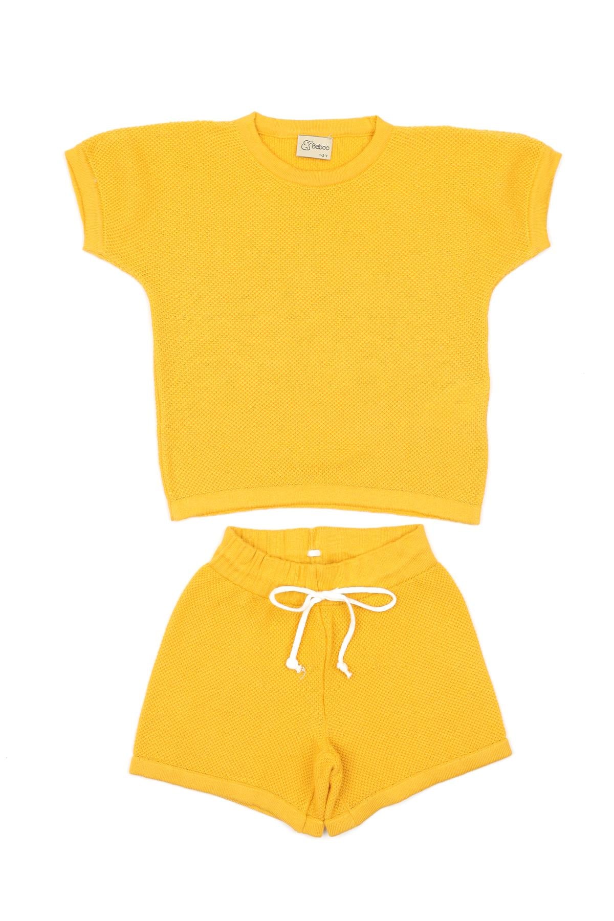 Yaz İlkbahar T-Shirt Şort Çocuk Takım Elbise Sarı