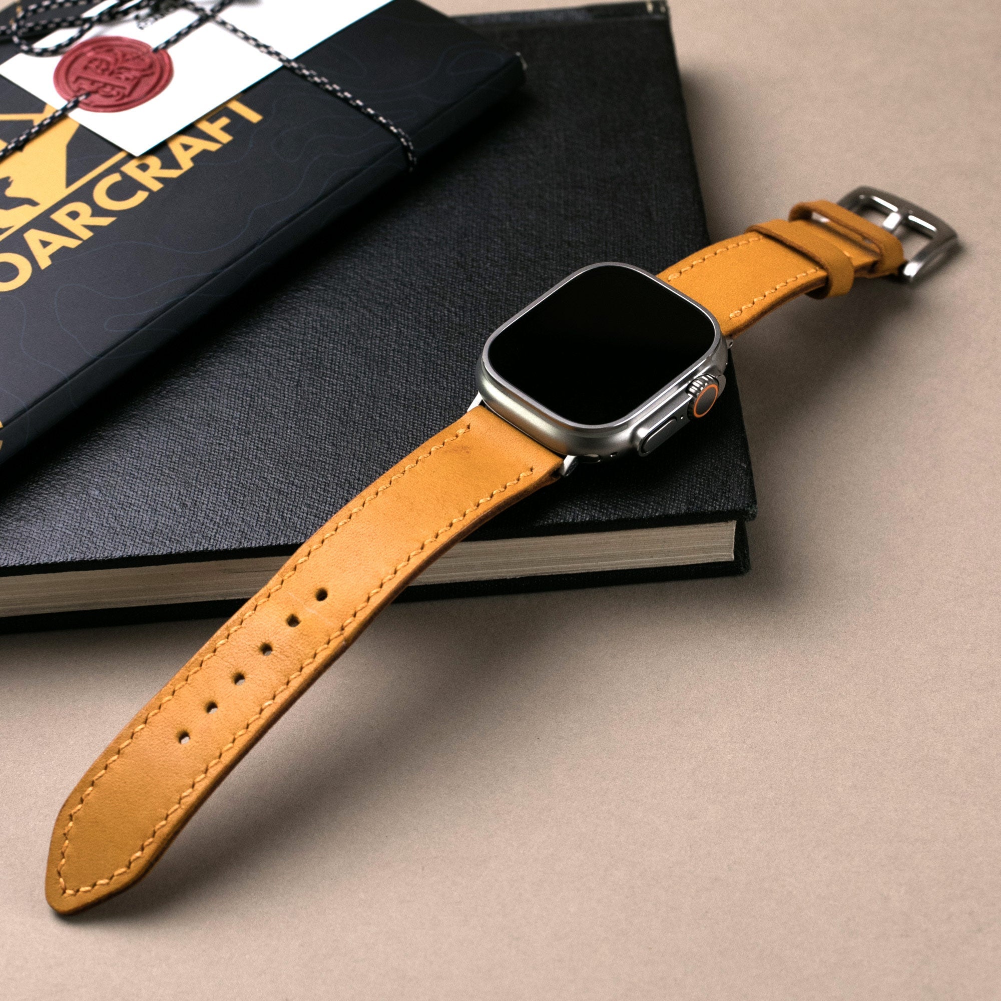 Veg-Tan Leather Apple Watch Strap Sunflower