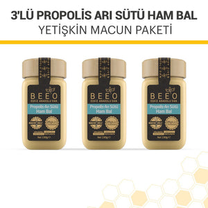 Beeo 3 Propolis Royal Jelly Raw Honey Adult Paste Package