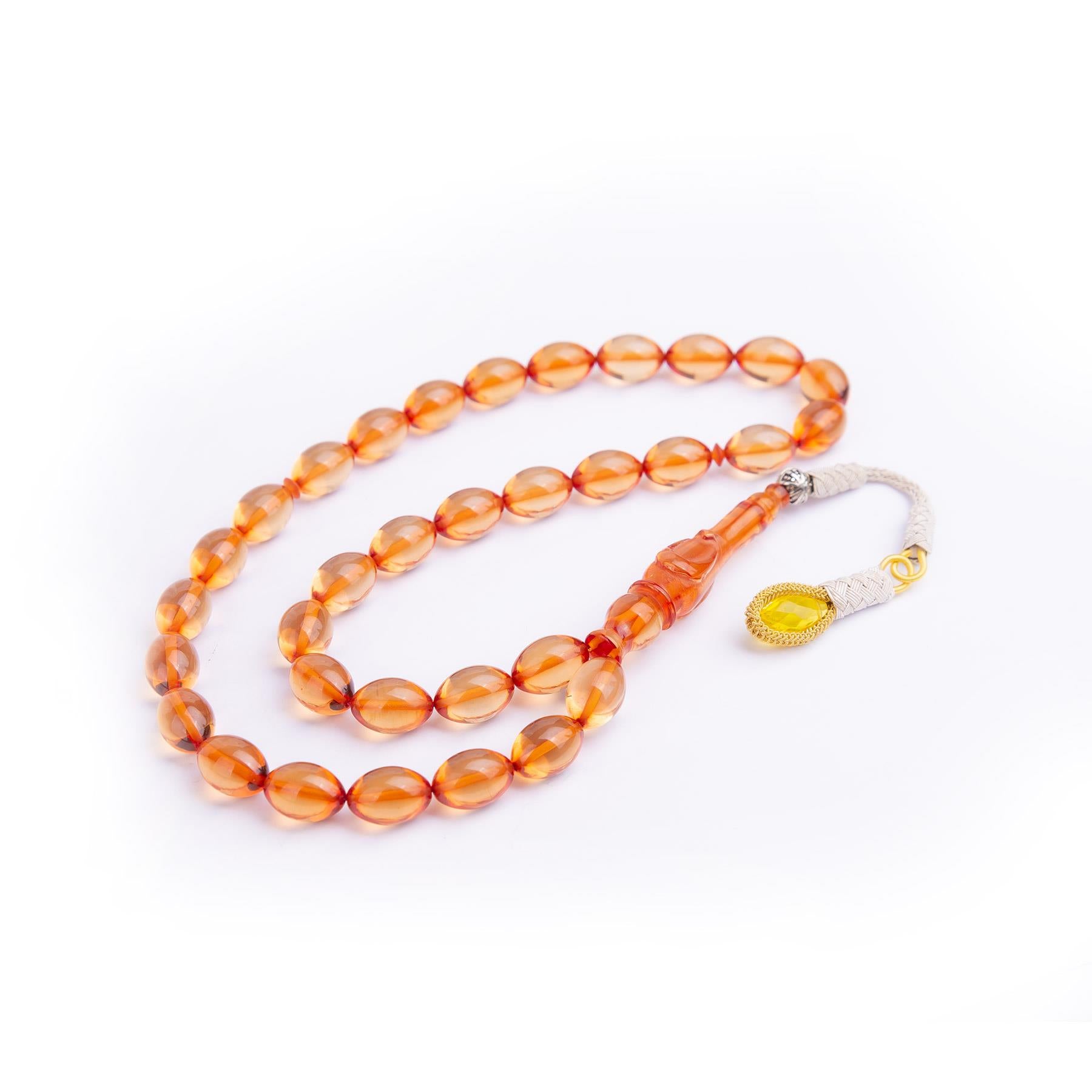 1000 Sterling Silver Fire Amber Rosary with Kazaz Tassels 4