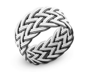 White-Black 1000 Sterling Silver Trabzon Hand Knitted Kazaz Ring-2