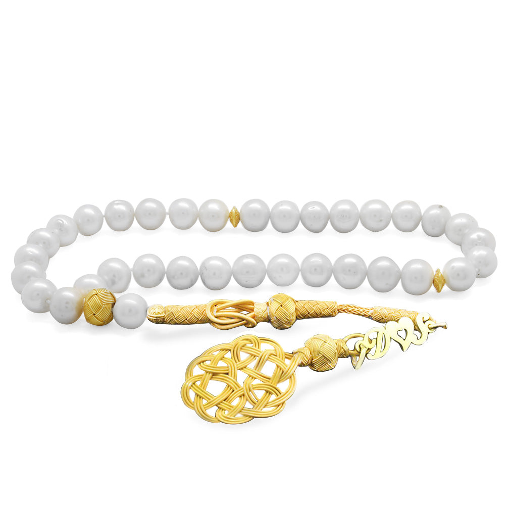 1000 Carat Double Letter Tasseled Natural Pearl Rosary