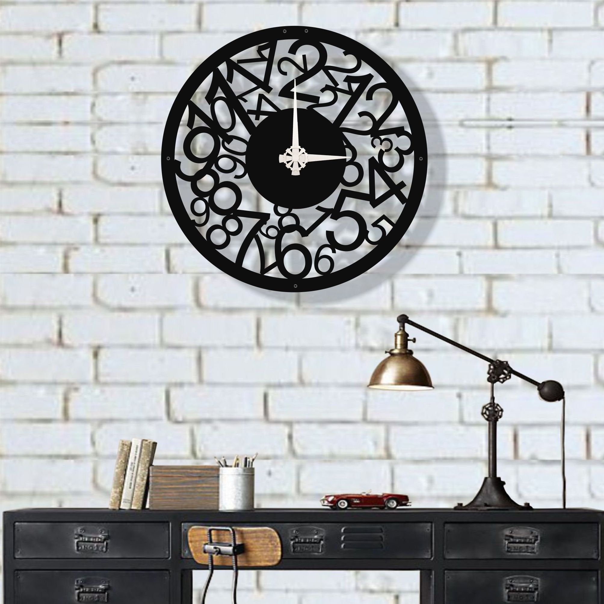 Metal Wall Clock with Numbers