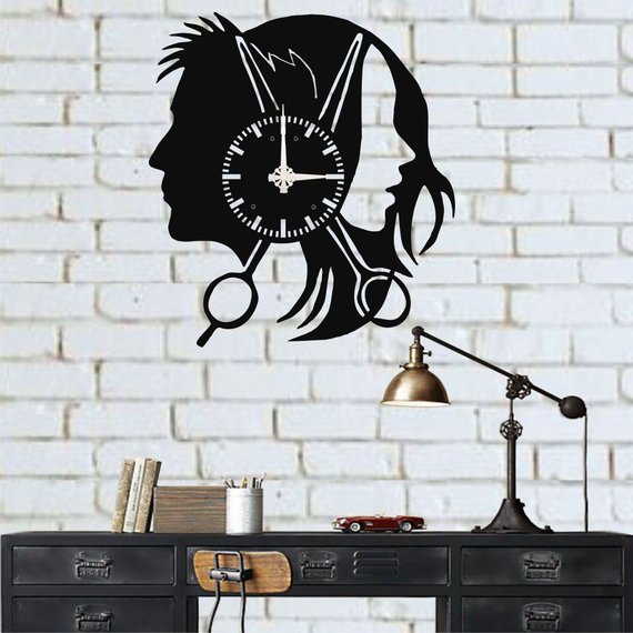 Hairdresser Metal Wall Clock