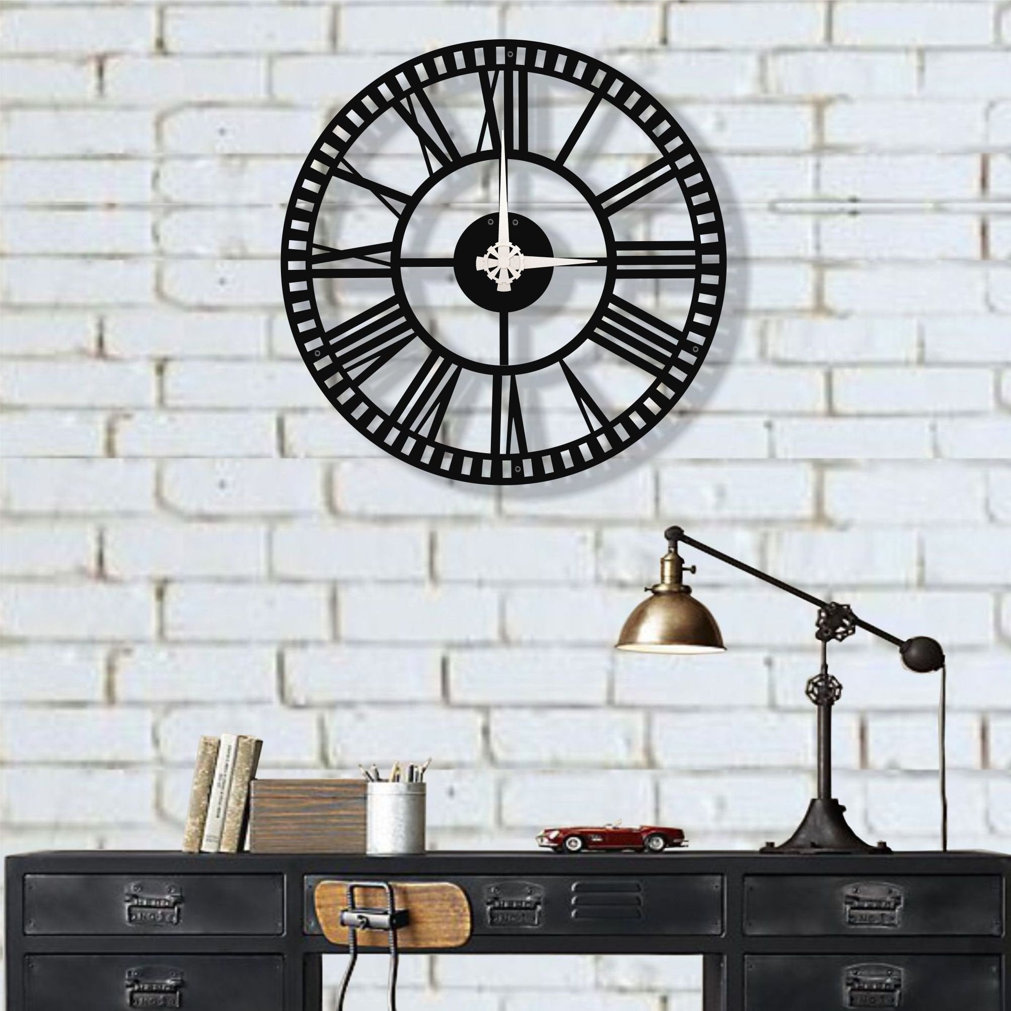 Roman Numeral Metal Wall Clock With Different Colors