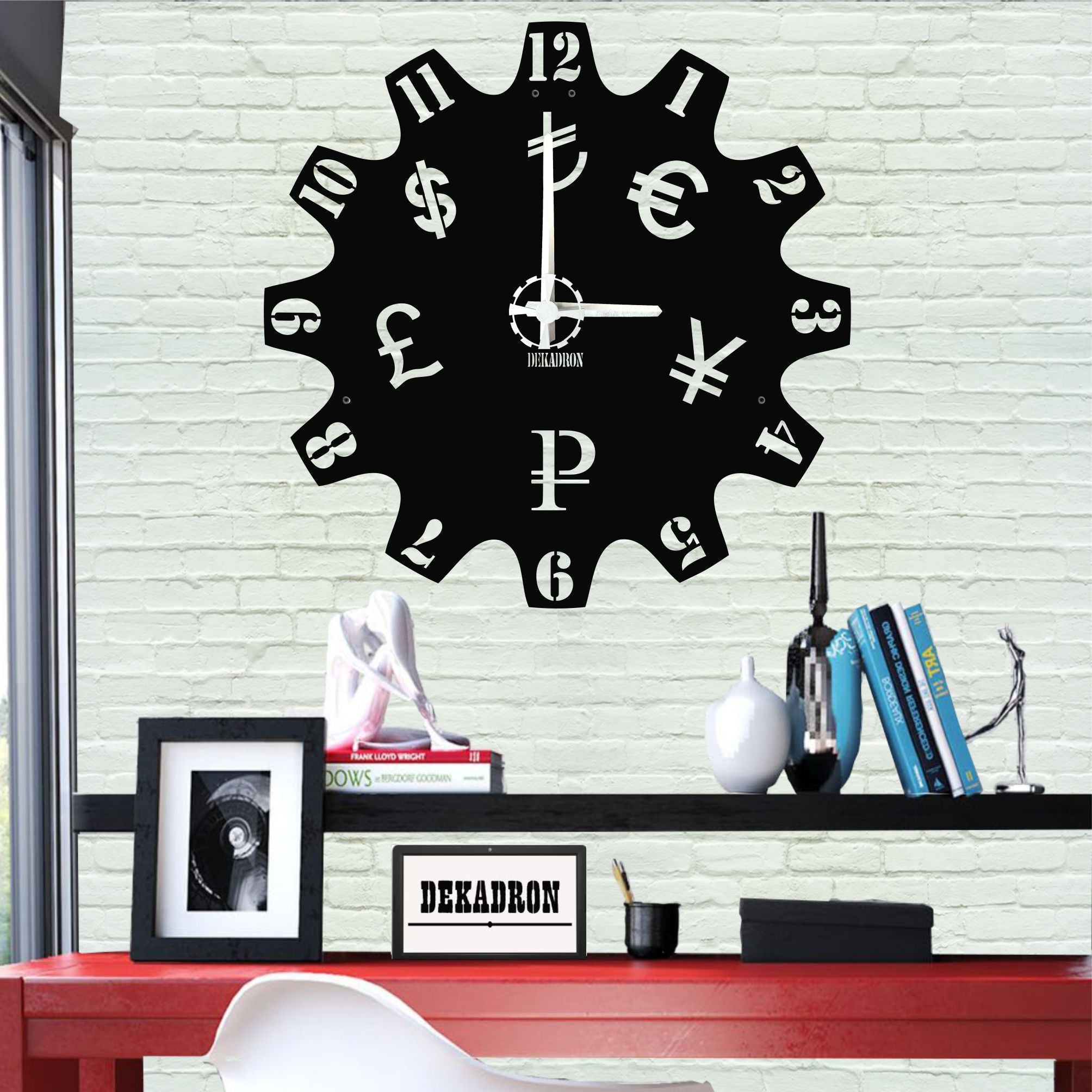 Metal Wall Clock with Money Symbol