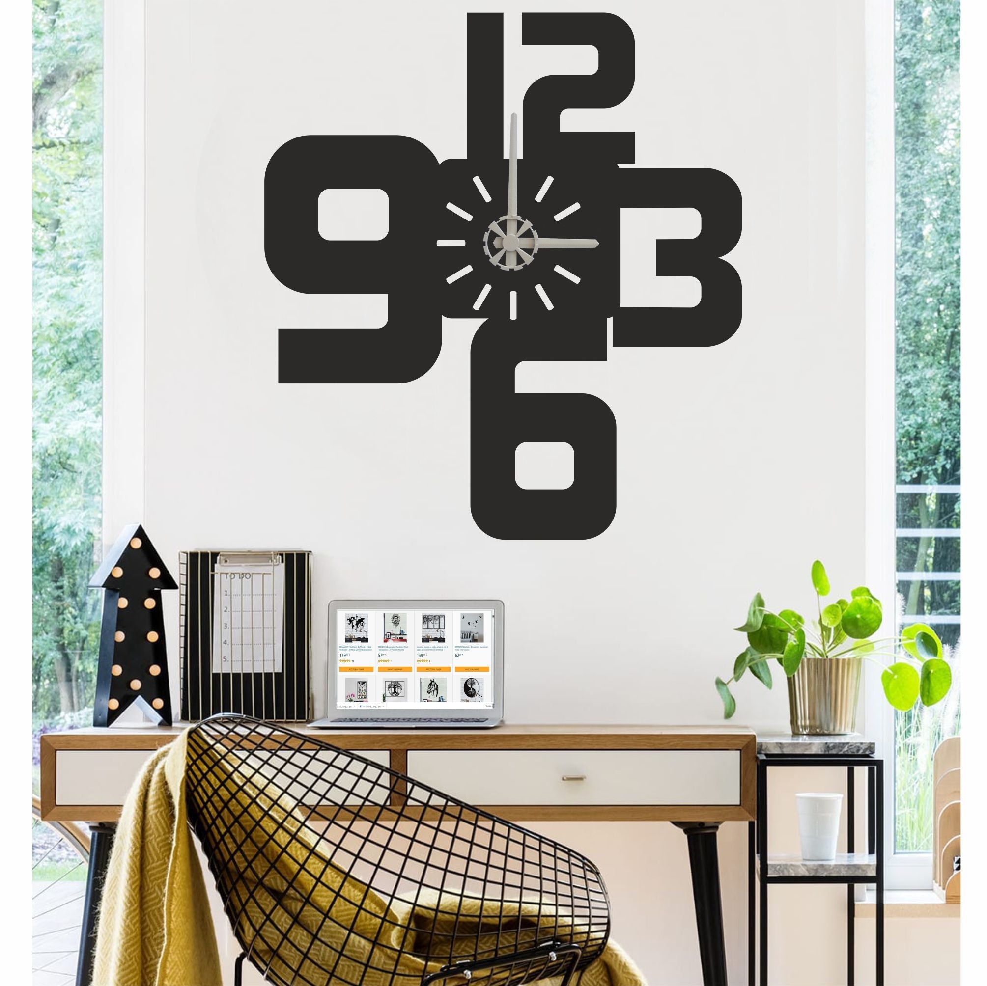 Thick Number Metal Wall Clock