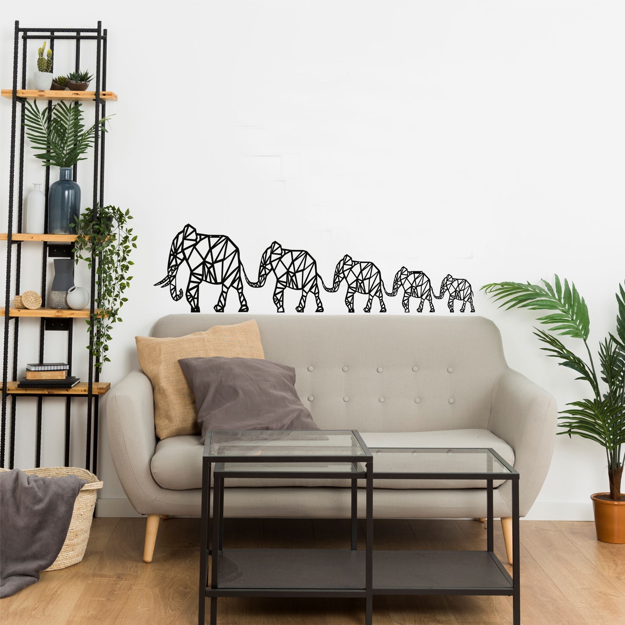 Dekadron Geometric Elephant Family Metal Wall Decor