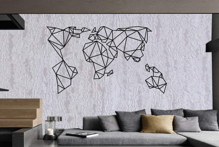 Dekadron Geometric World Map Metal Wall Decor 150x84cm