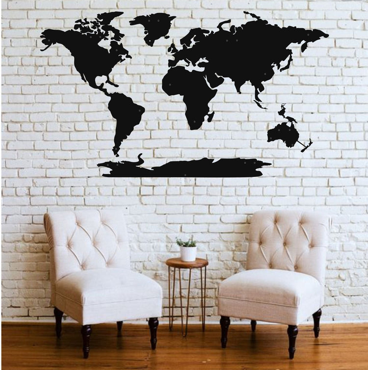 World Map Metal Wall Decoration (5 Pieces)