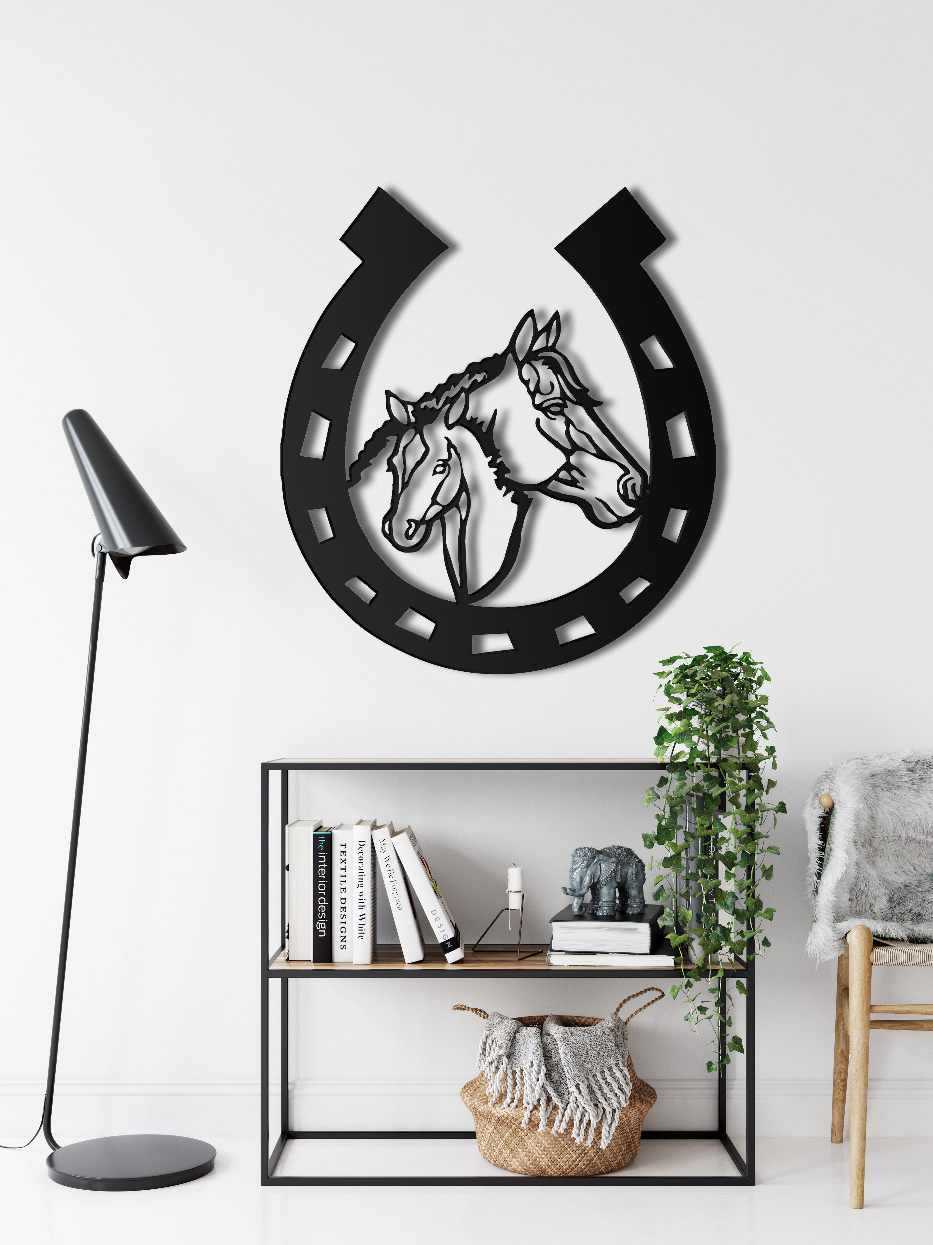 Horseshoe and Horse Product Metal Wall Decoration