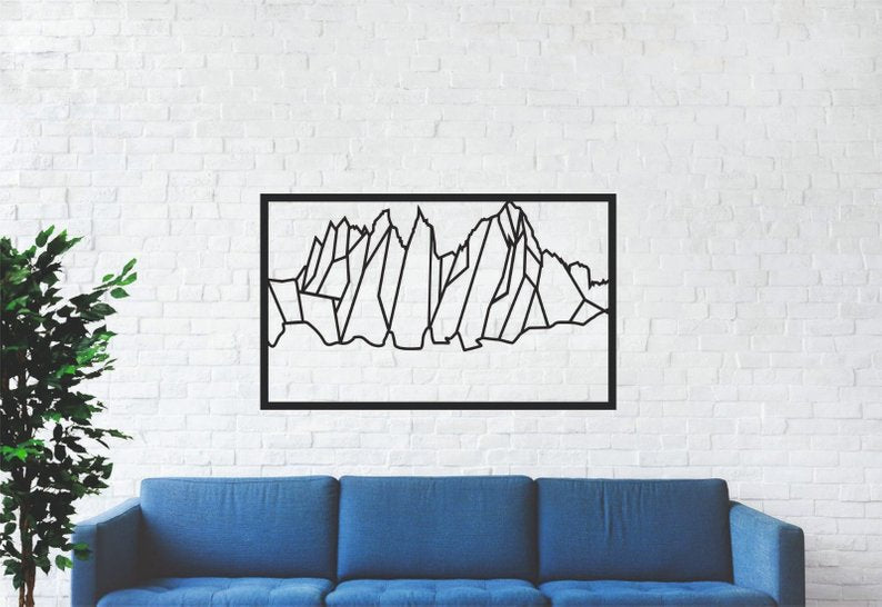 Mountain Metal Wall Decor with Geometric Frame