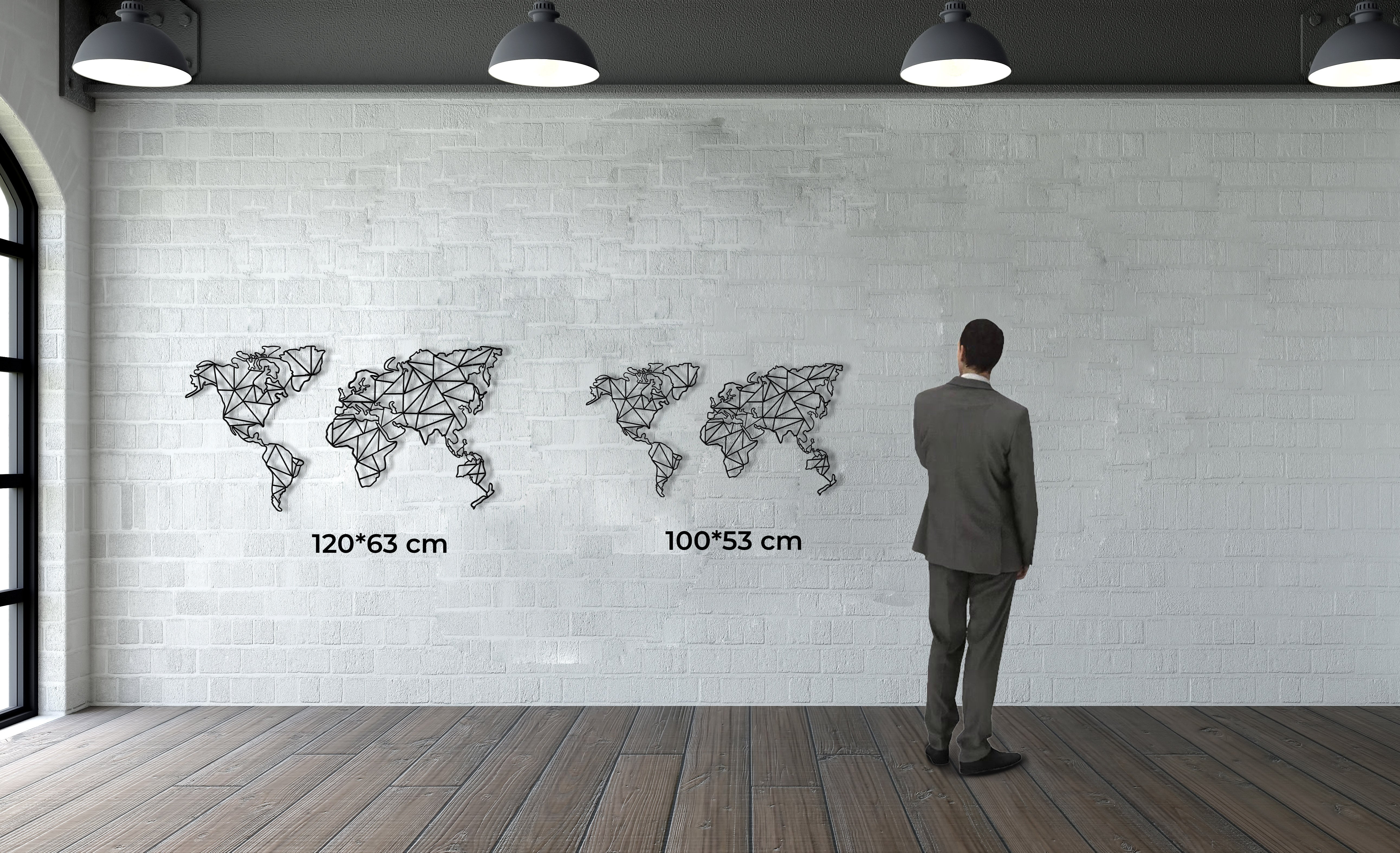 Geometric World Map Metal Wall Decor
