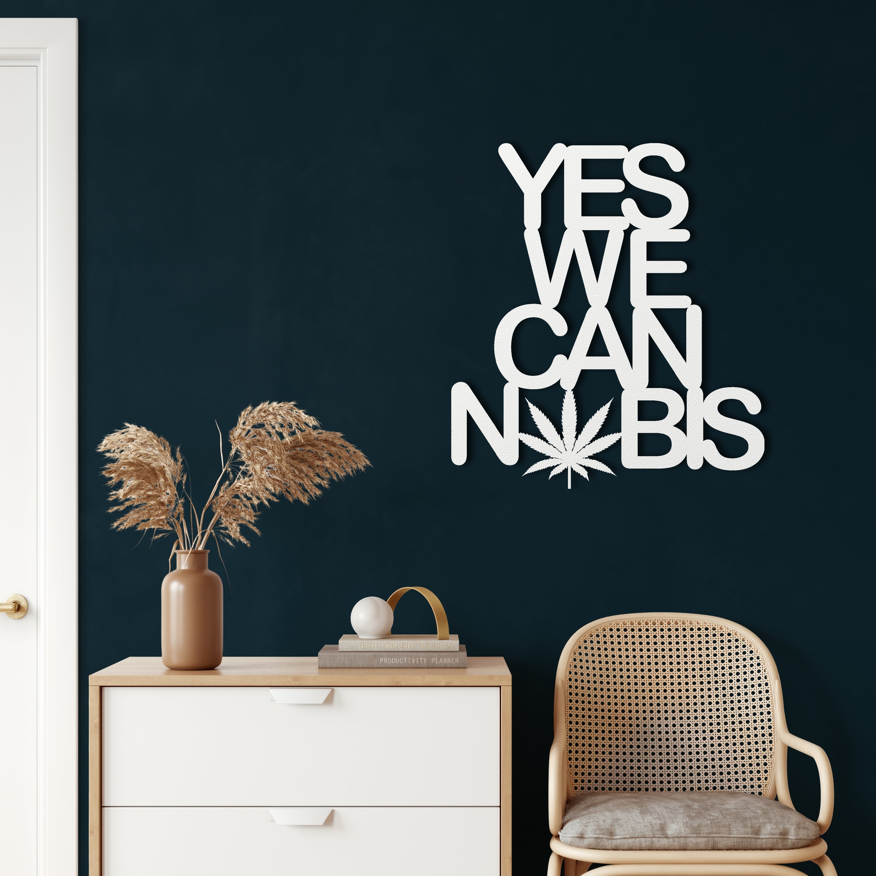 Cannabis with "Yes We Can" Metal Wall Decoration