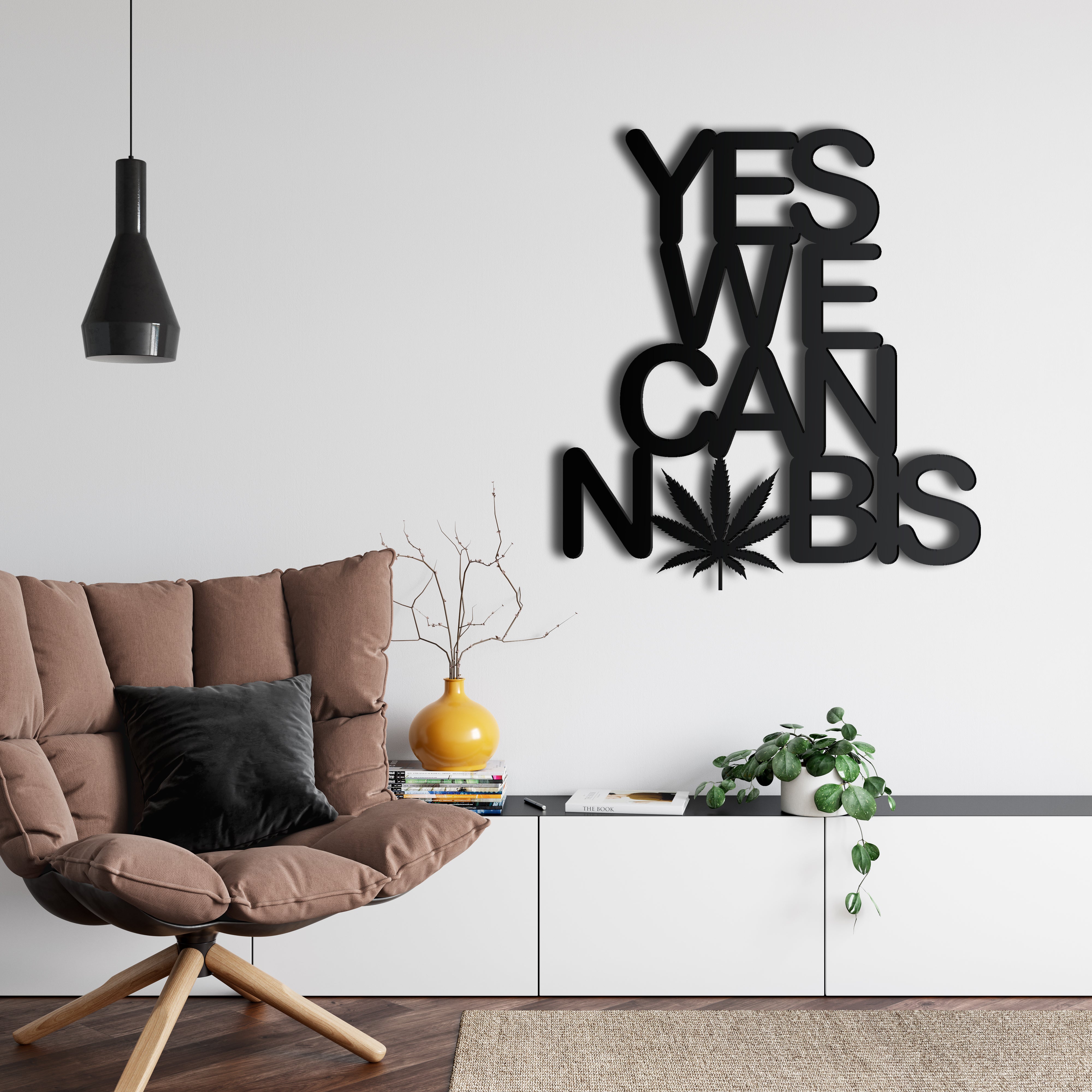 Cannabis with "Yes We Can" Metal Wall Decor