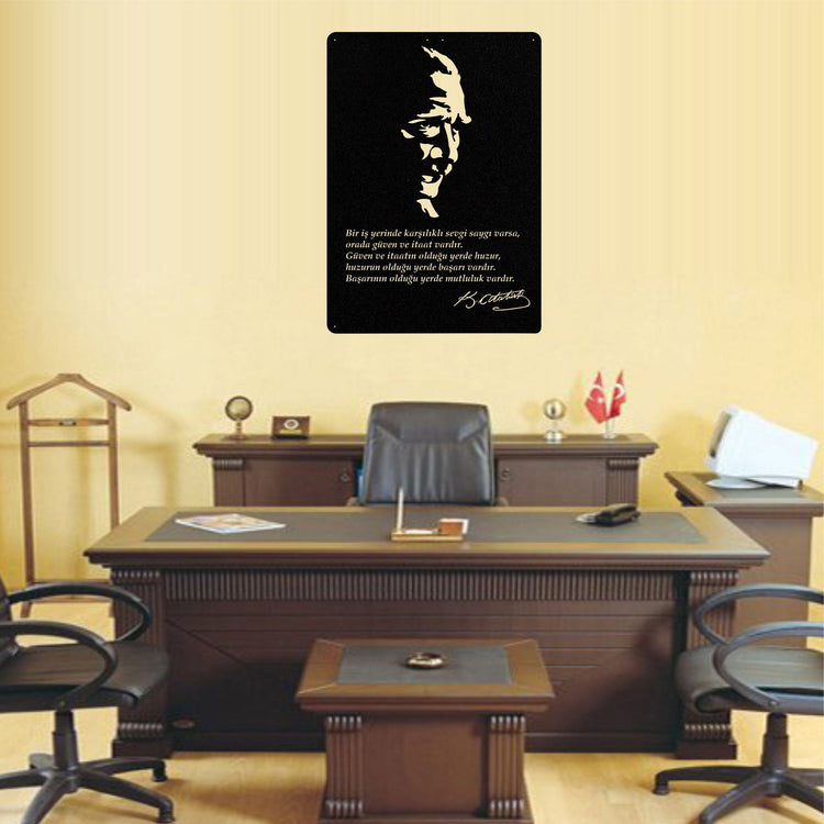 Ataturk with Quotes Metal Wall Decoration