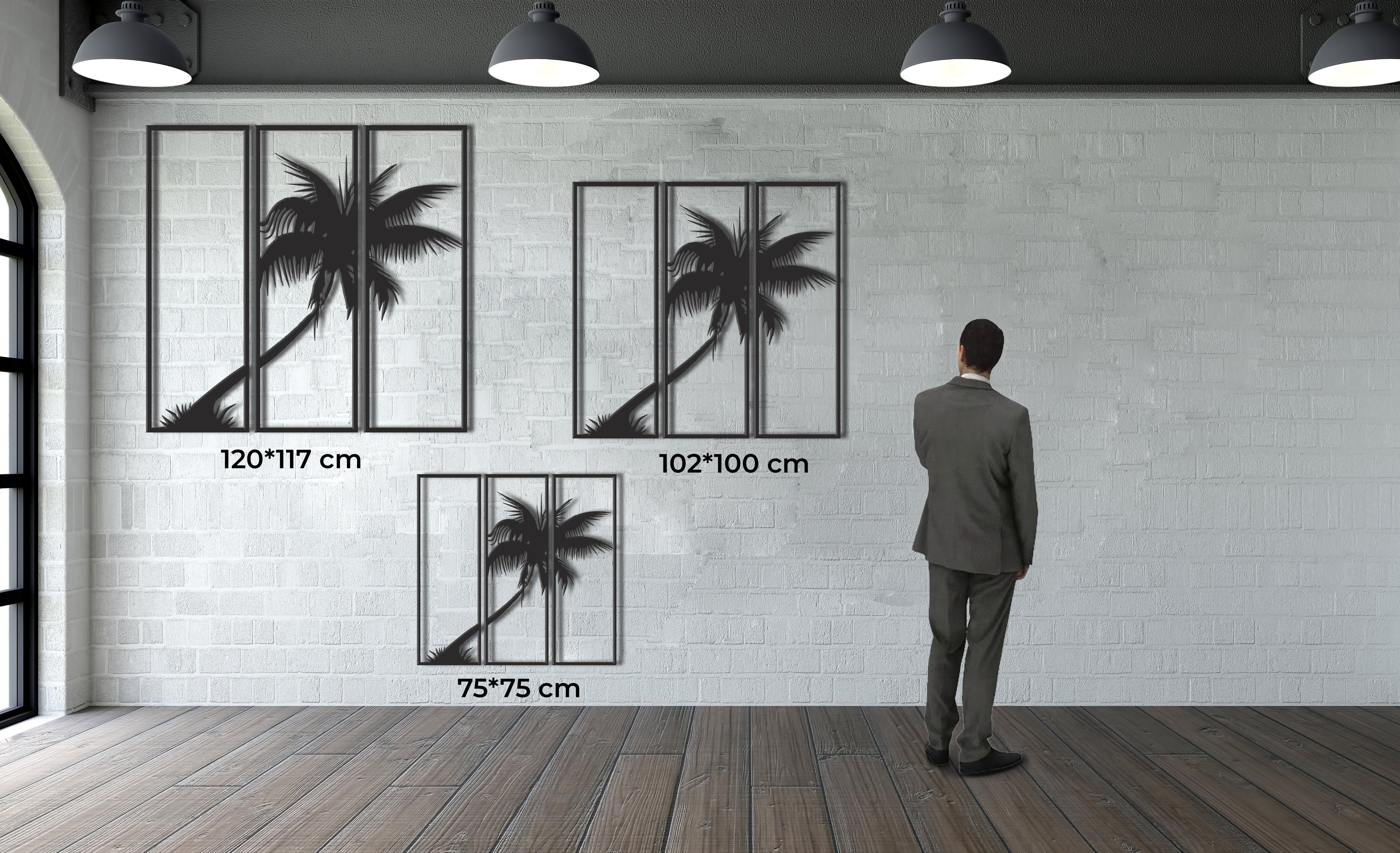 Palm Tree Metal Wall Decoration 3 Pieces