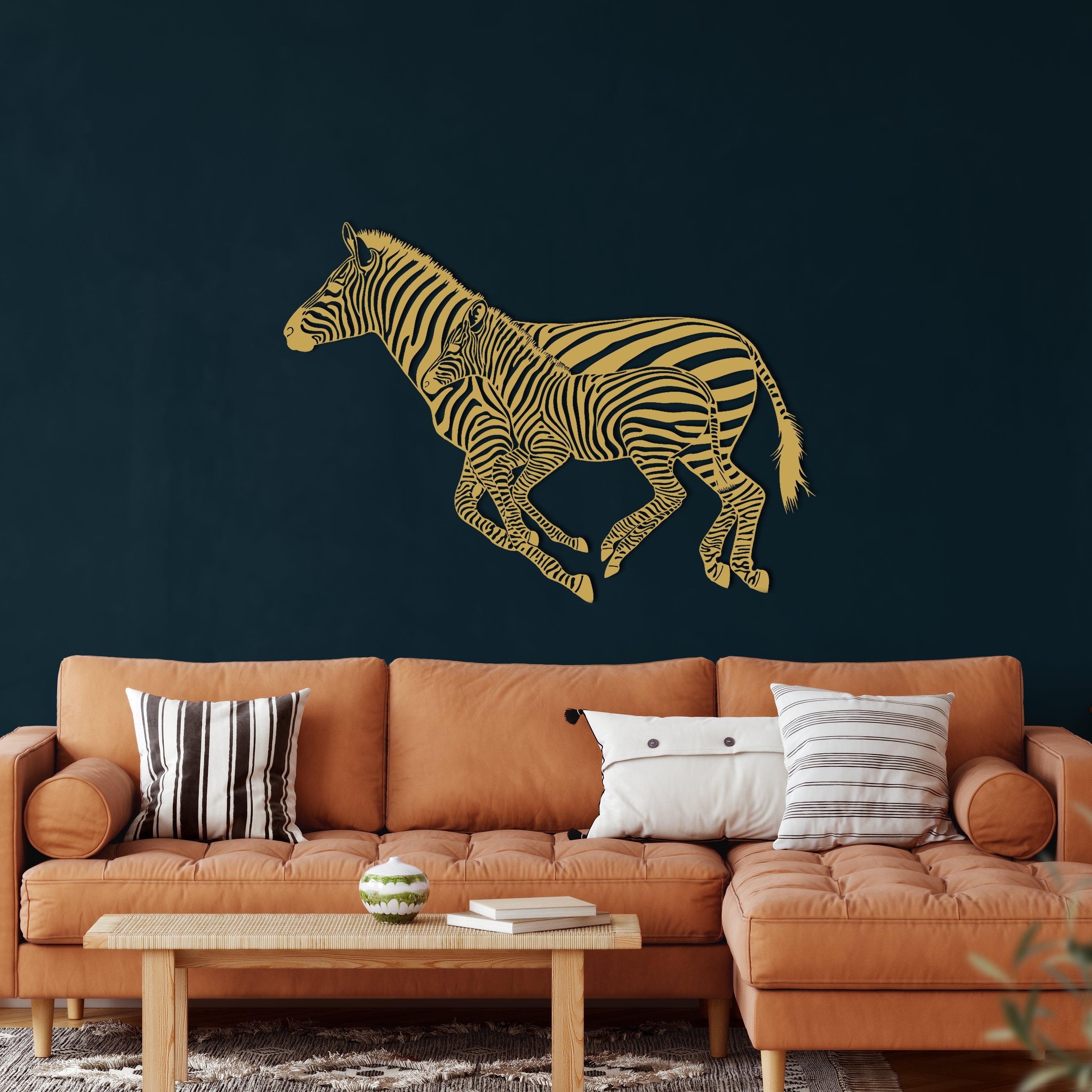 Zebra and her Cub Metal Wall Decoration