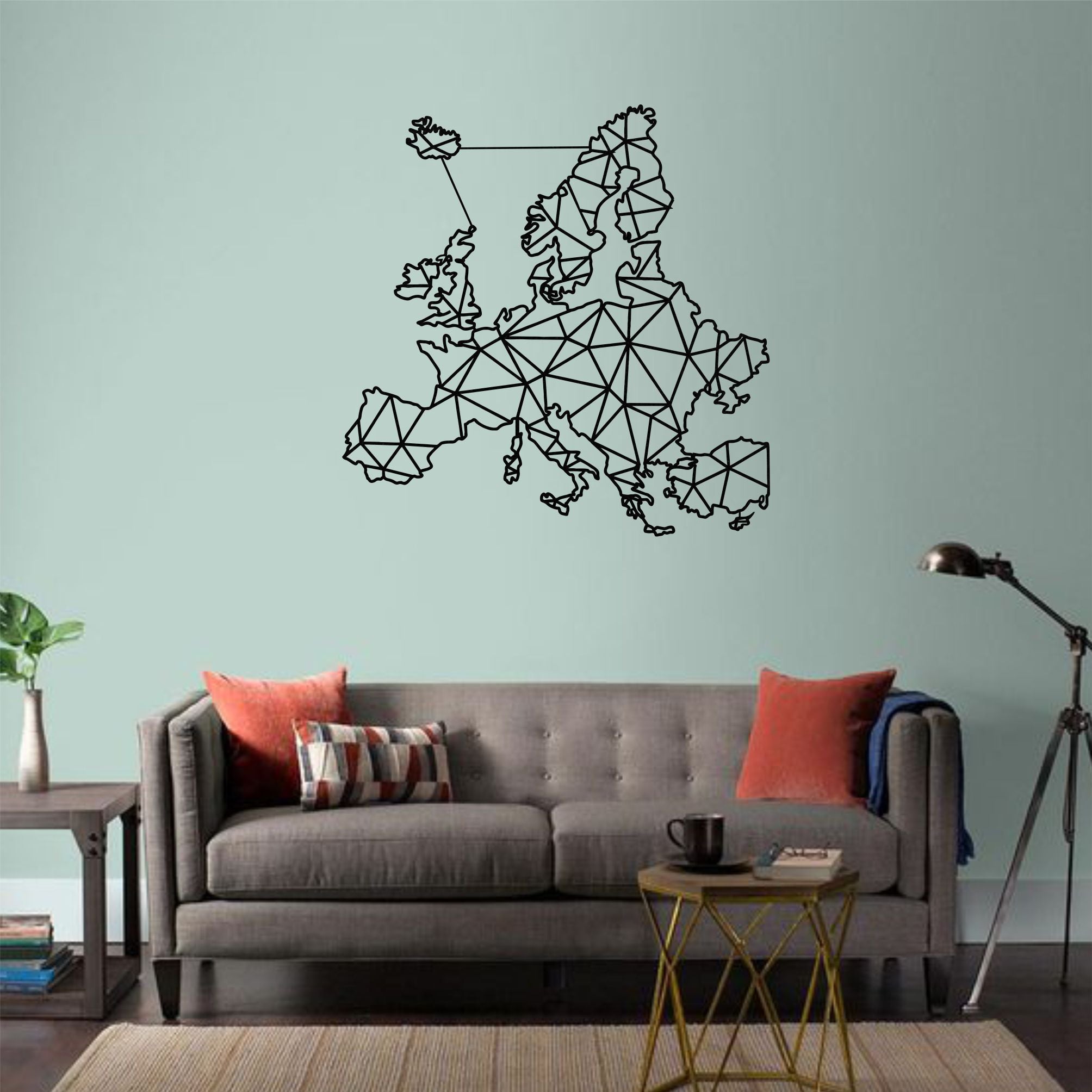 Geometric Europe Map Metal Wall Decor