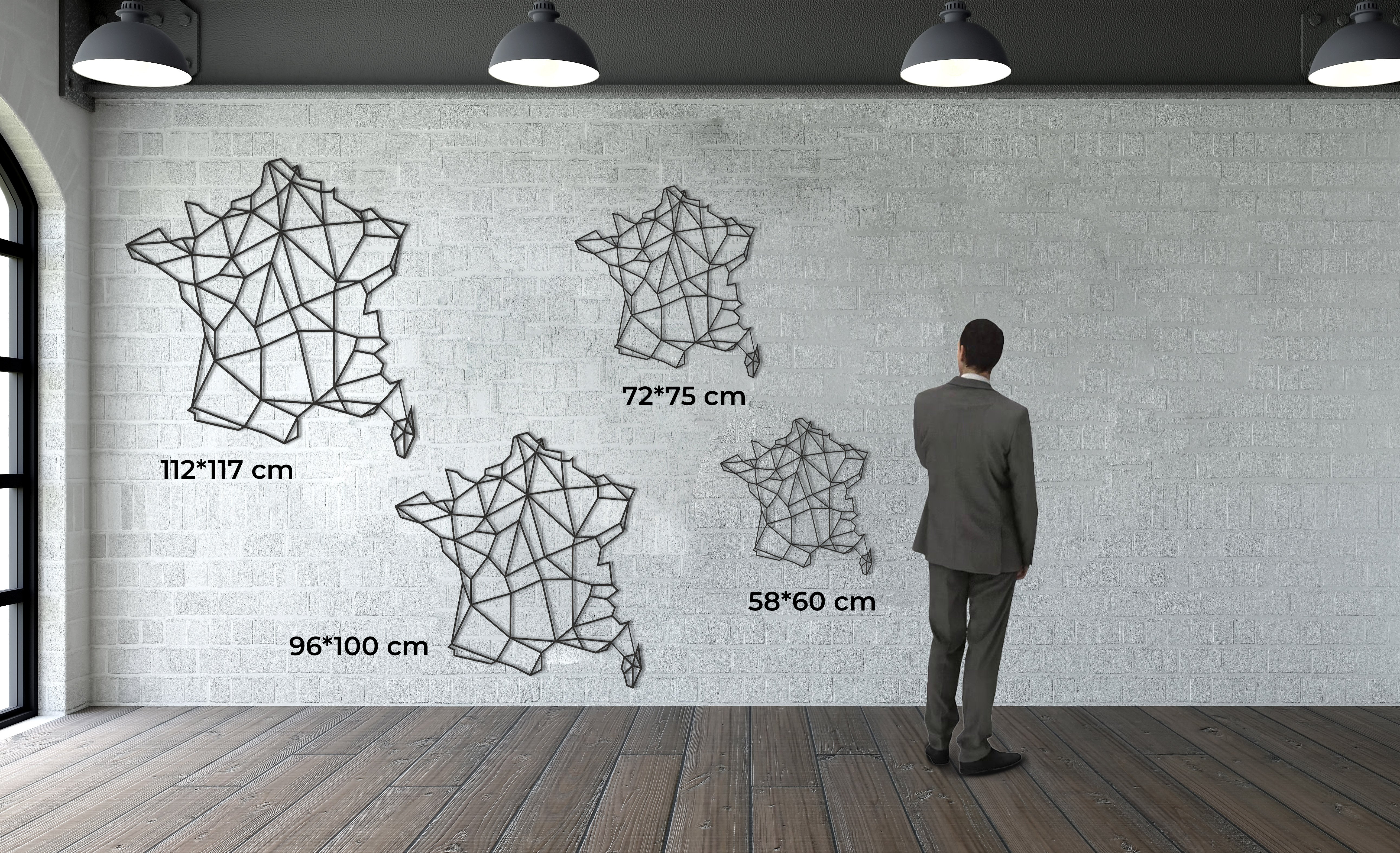 Geometric France Map Metal Wall Decor