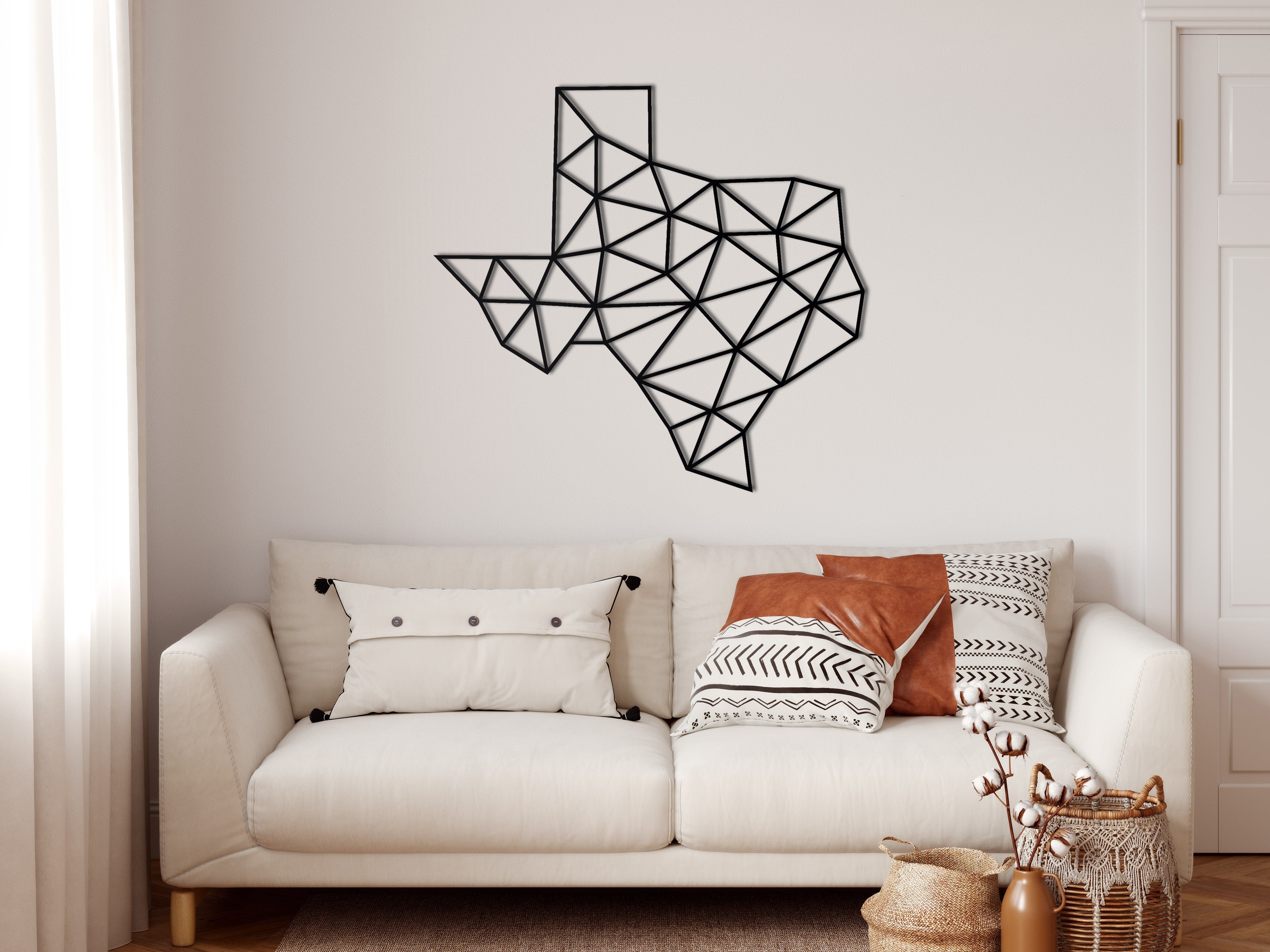 Geometric Texas Map Metal Wall Decor